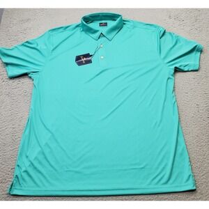Tourney Polo Shirt Mens XXL Green Regular Fit Short Sleeve Collared Button Front